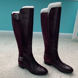 Bordeaux leather knee-high boots